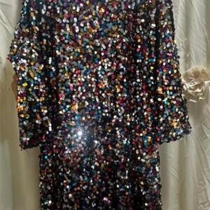 VENUS Black Multicolor Sequin Dress